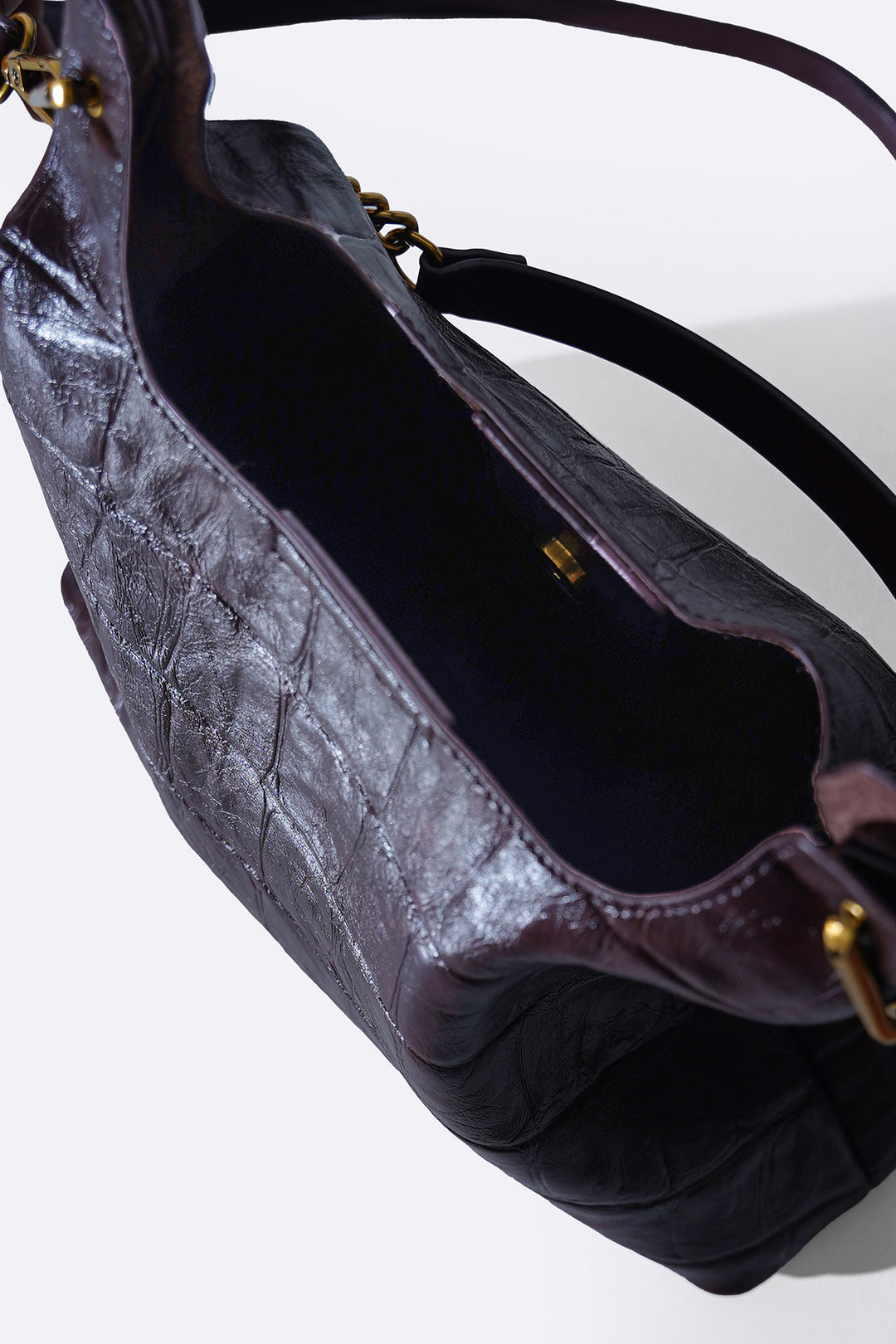 BURGUNDY CARMO EMBOSSED SHOULDER BAG