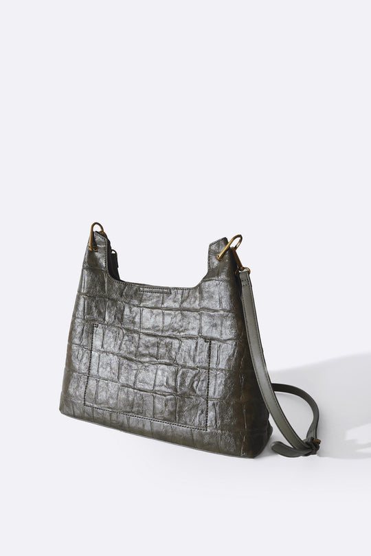 OLIVE CARMO EMBOSSED SHOULDER BAG