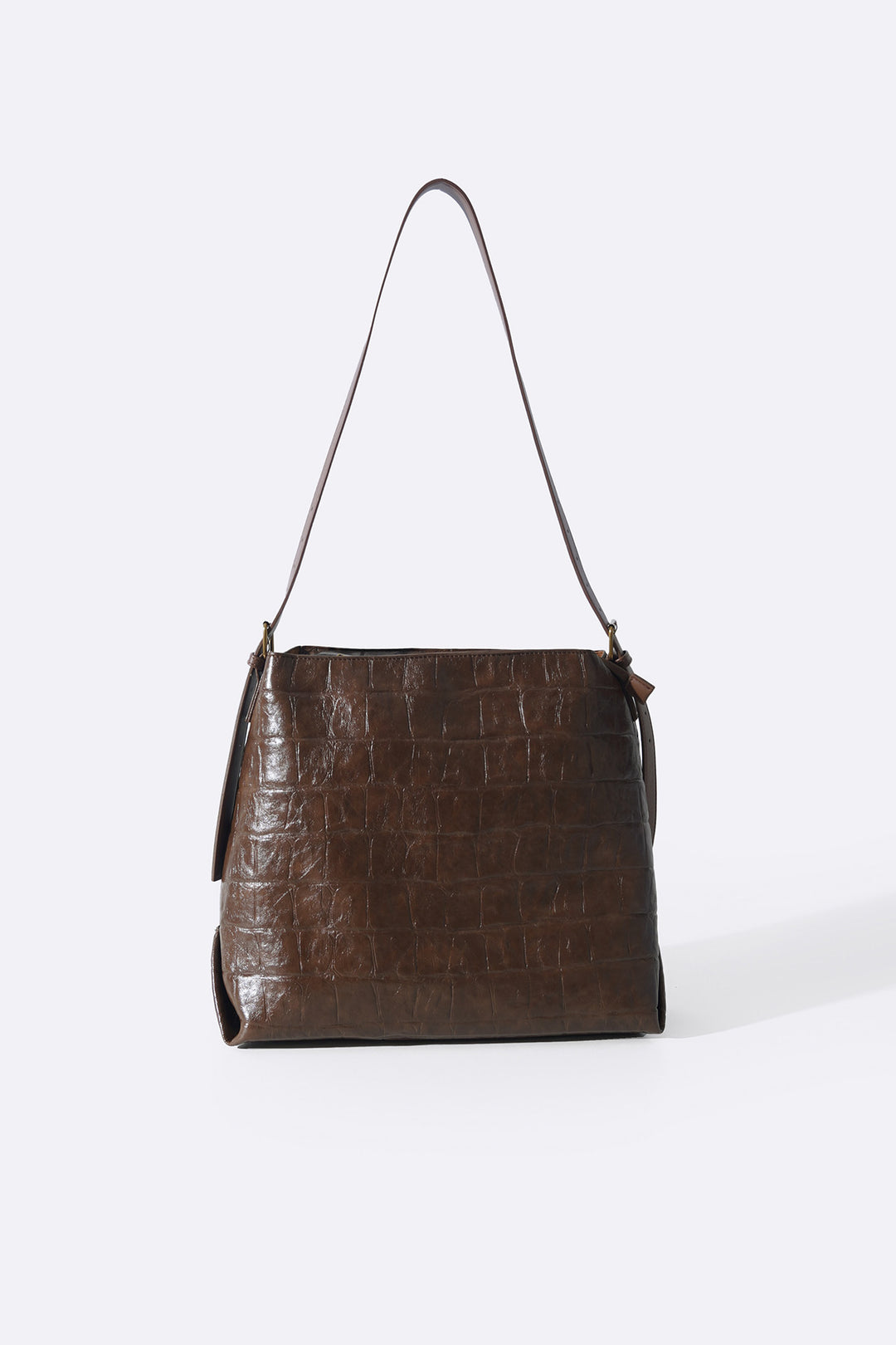 BROWN EMBOSSED TOTE BAG