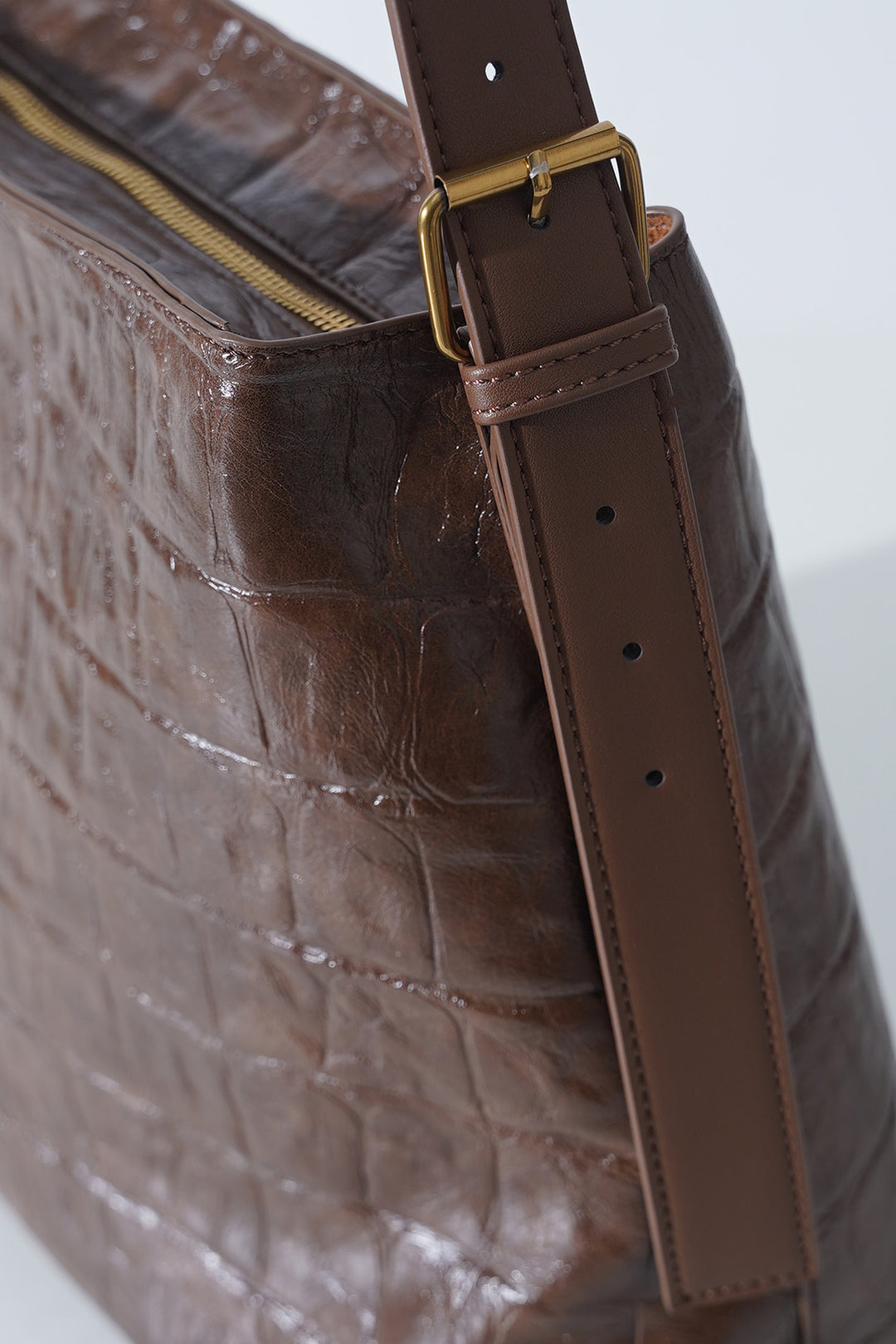 BROWN EMBOSSED TOTE BAG