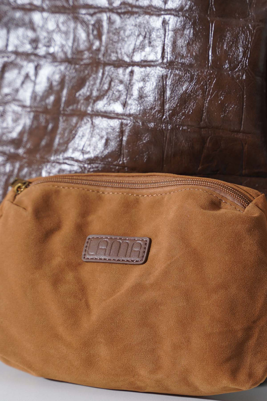 BROWN EMBOSSED TOTE BAG