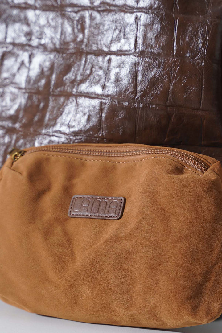 BROWN EMBOSSED TOTE BAG