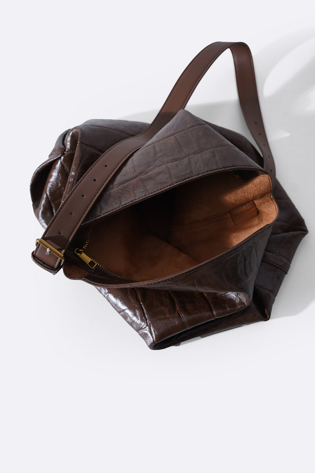 BROWN EMBOSSED TOTE BAG