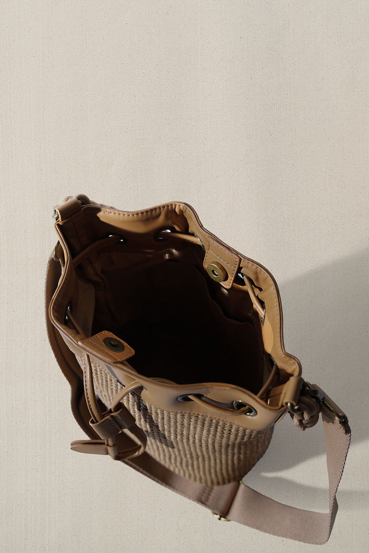 LIGHT BROWN THE CARAVAN BUCKET BAG
