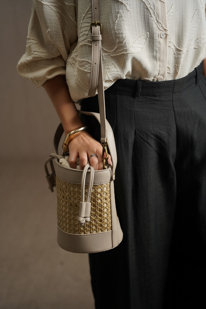 TAUPE TROPICANA BUCKET BAG