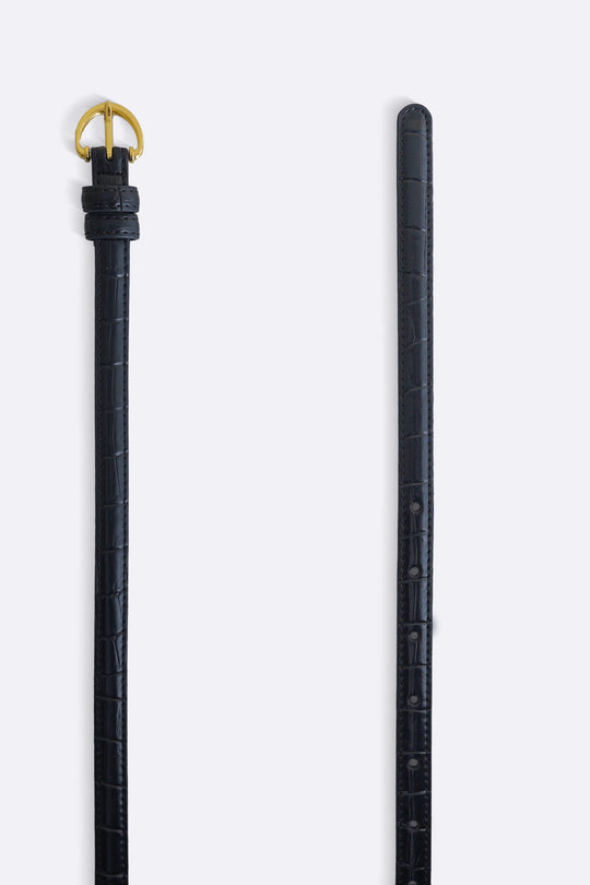 BLACK EMBOSSED SLIM BELT