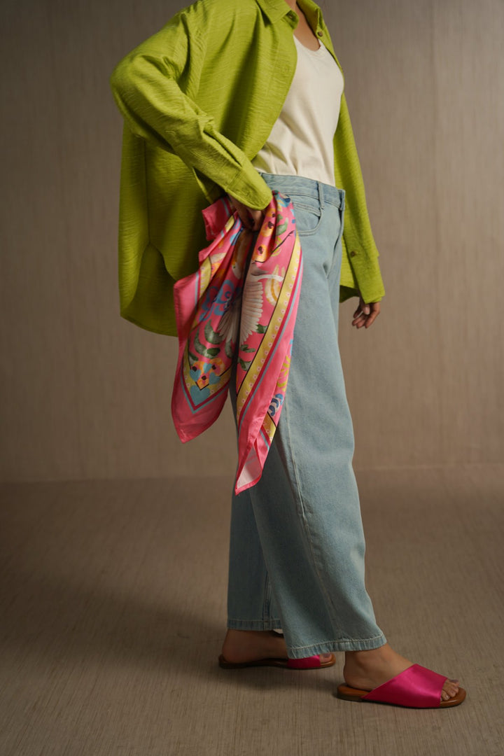 CORAL STORK GARDEN SCARF