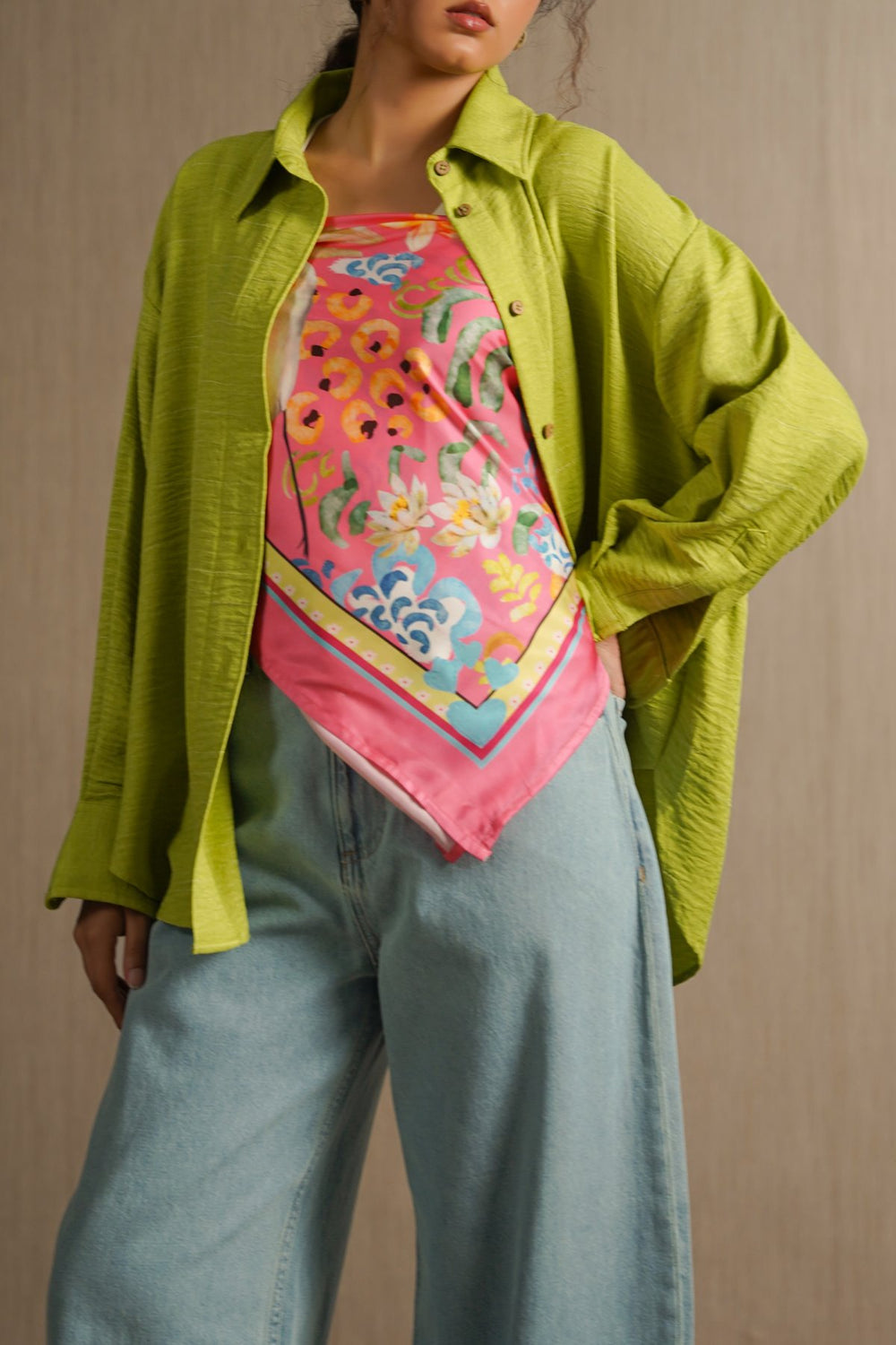 CORAL STORK GARDEN SCARF