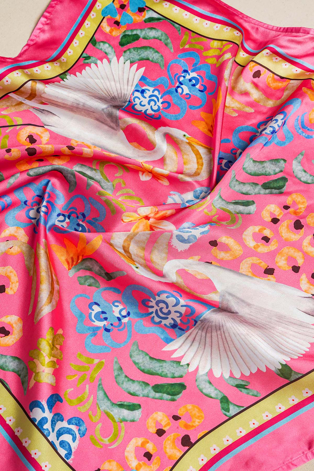 CORAL STORK GARDEN SCARF