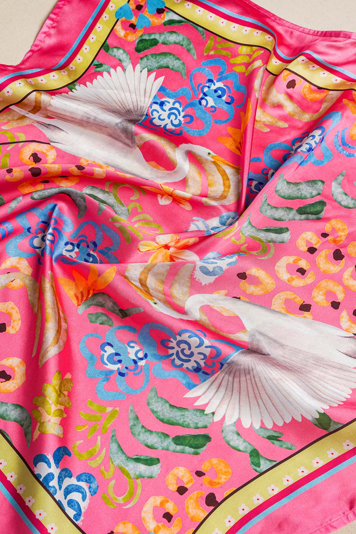 CORAL STORK GARDEN SCARF