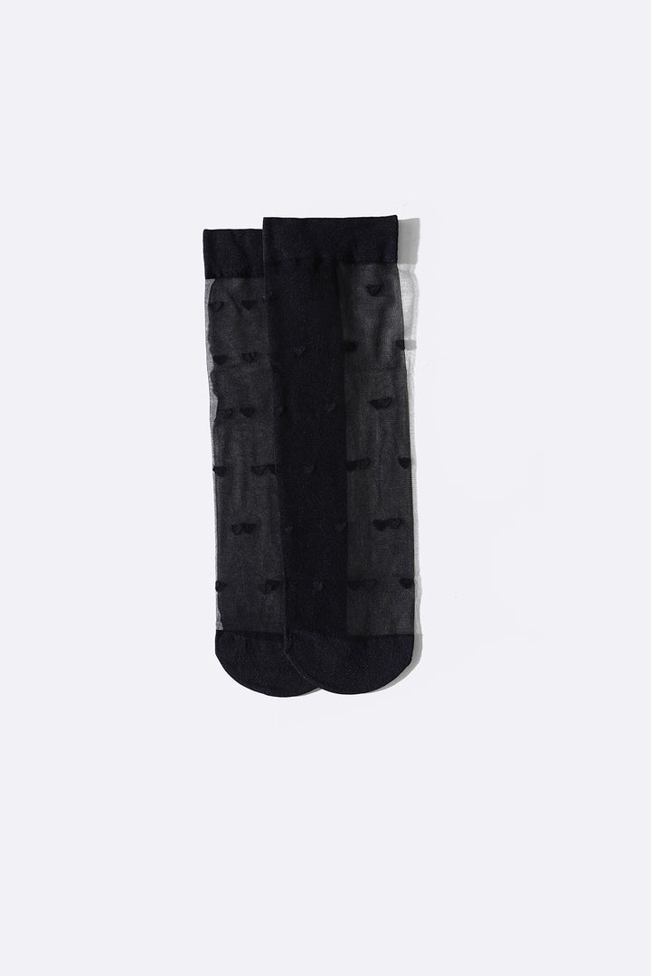 BLACK SHEER DOT SOCKS