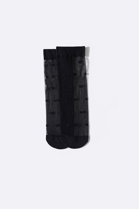BLACK SHEER DOT SOCKS