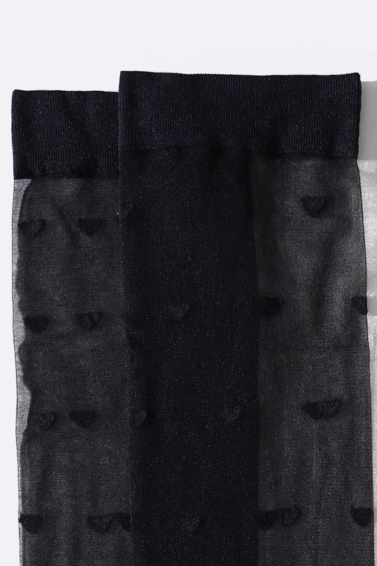 BLACK SHEER DOT SOCKS