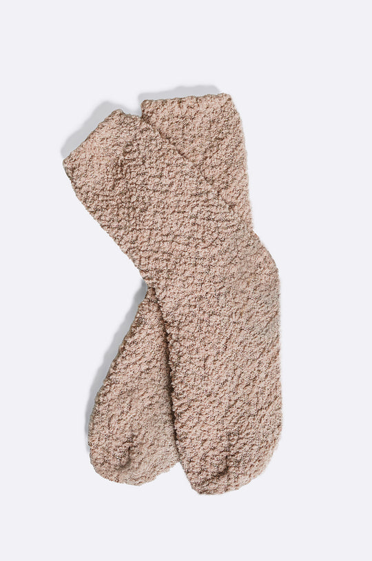 TAUPE PLUSH HOME SOCKS