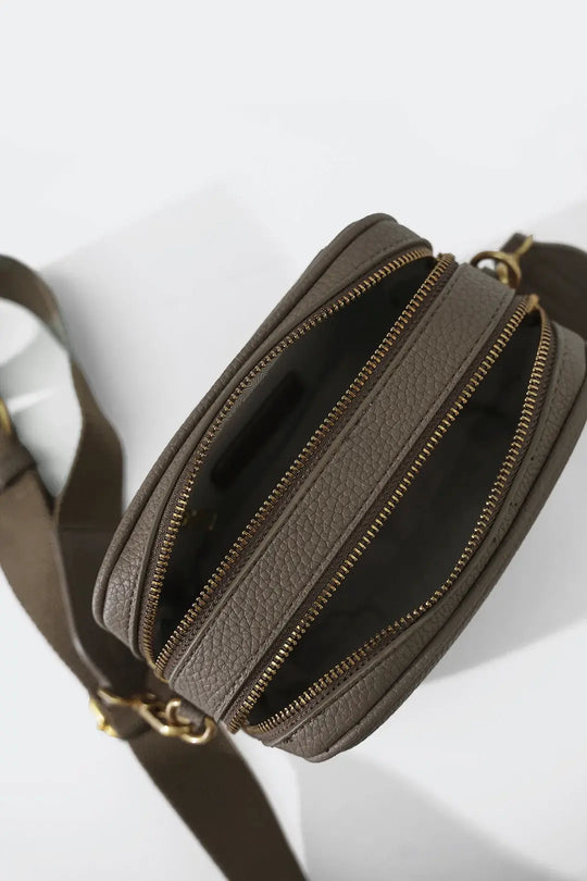 TAUPE MEZZEH DOUBLE-ZIP CROSSBODY
