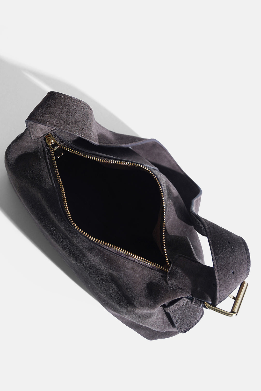 DARK BROWN TOP STITCH BAG IN GENUINE SUEDE