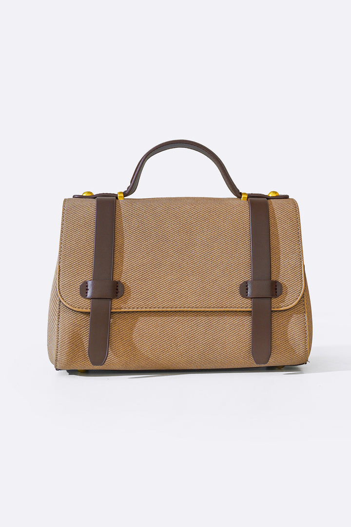 BEIGE TOP HANDLE SATCHEL