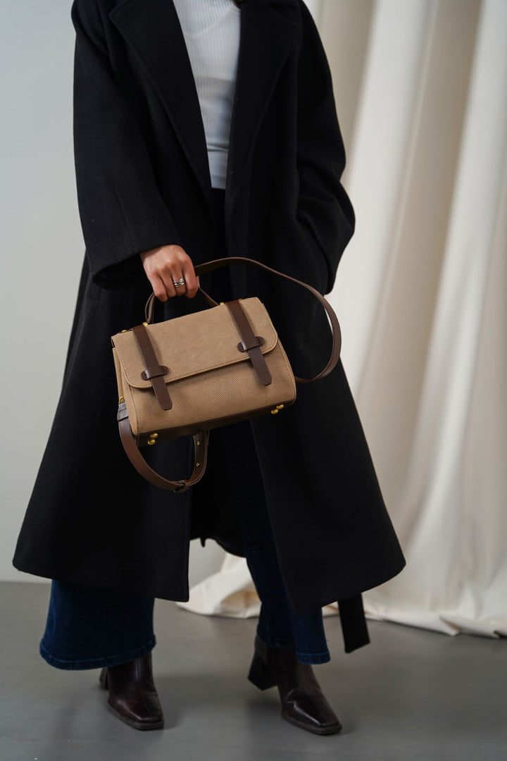 BEIGE TOP HANDLE SATCHEL