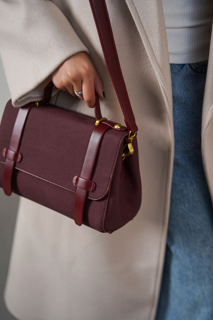 MAROON TOP HANDLE SATCHEL