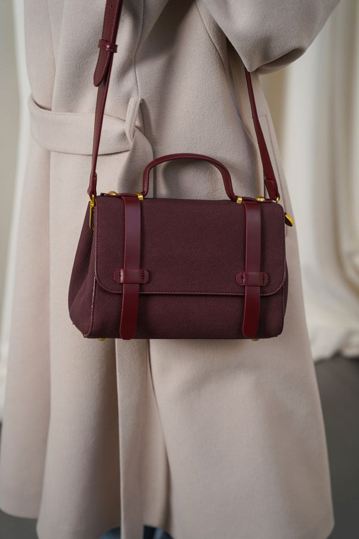MAROON TOP HANDLE SATCHEL