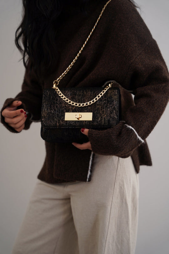 BLACK MIDNIGHT BAG IN GENUINE SUEDE