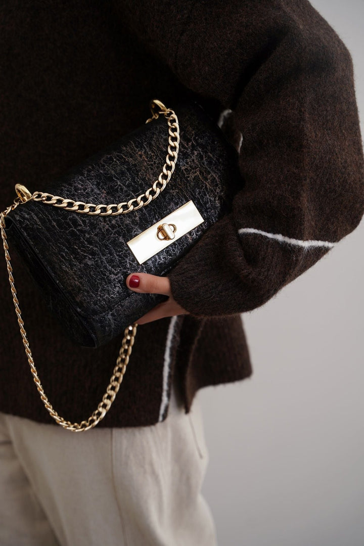 BLACK MIDNIGHT BAG IN GENUINE SUEDE