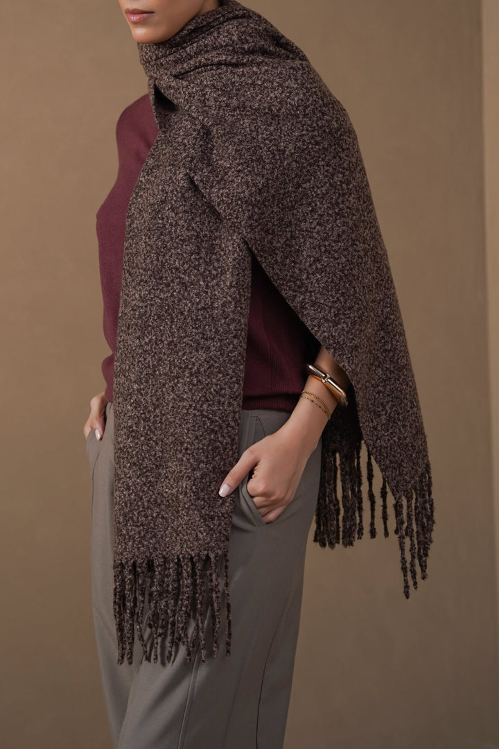 BROWN COZY MELANGE SCARF