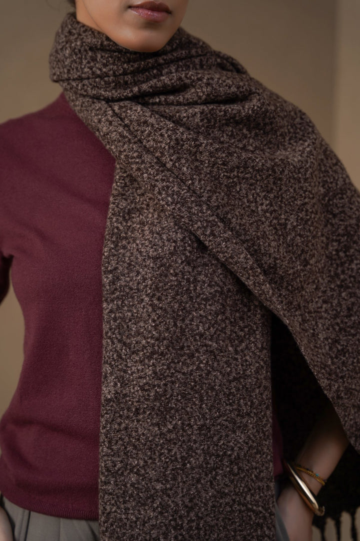 BROWN COZY MELANGE SCARF