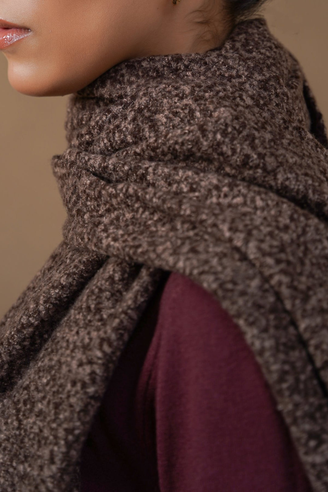 BROWN COZY MELANGE SCARF