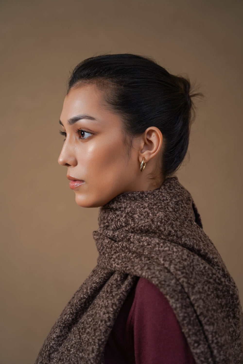 BROWN COZY MELANGE SCARF