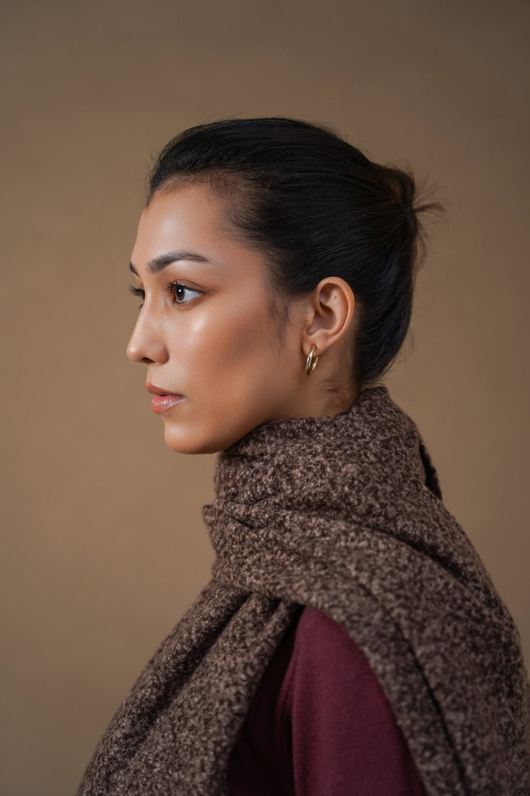 BROWN COZY MELANGE SCARF