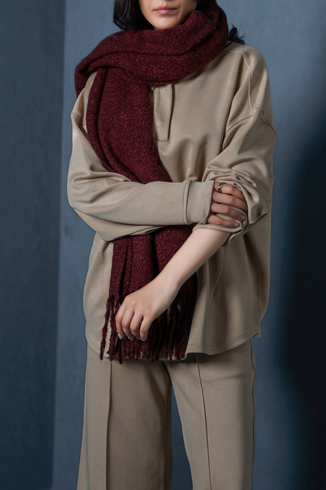 BURGUNDY COZY MELANGE SCARF