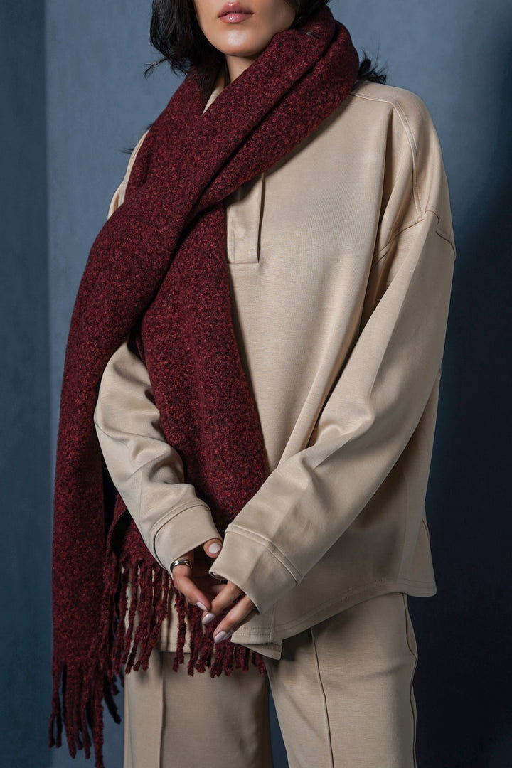 BURGUNDY COZY MELANGE SCARF