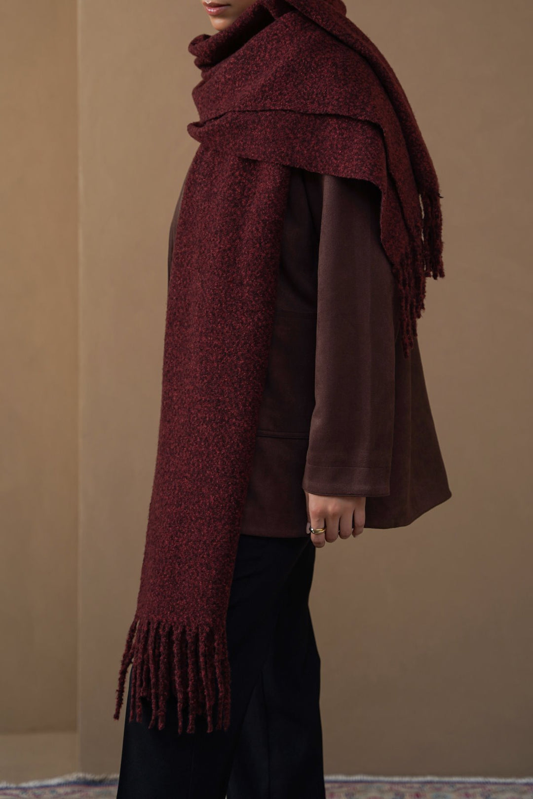 BURGUNDY COZY MELANGE SCARF