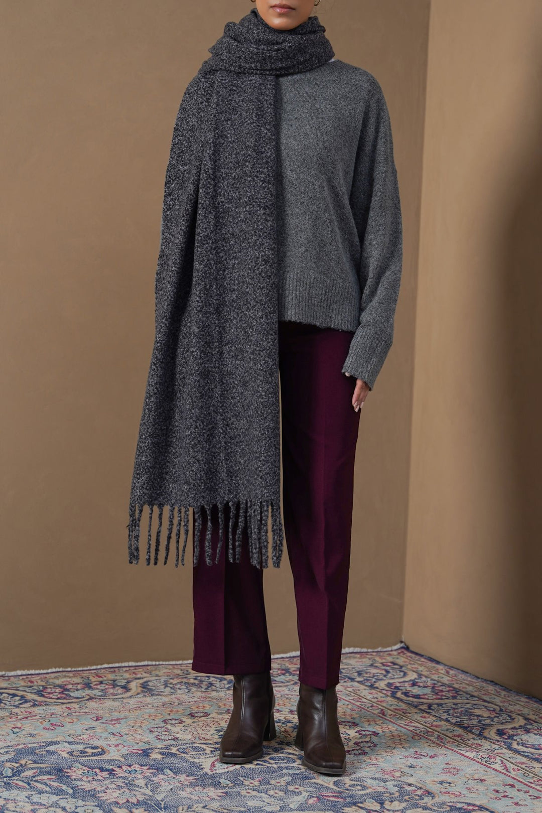 MELANGE GREY COZY MELANGE SCARF