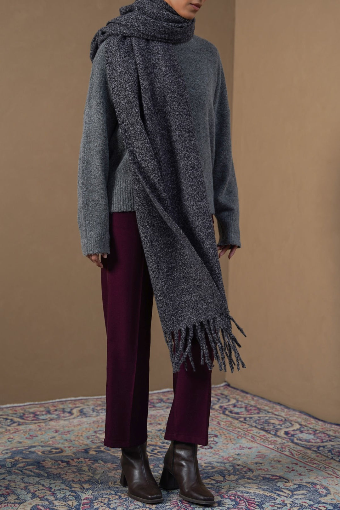 MELANGE GREY COZY MELANGE SCARF