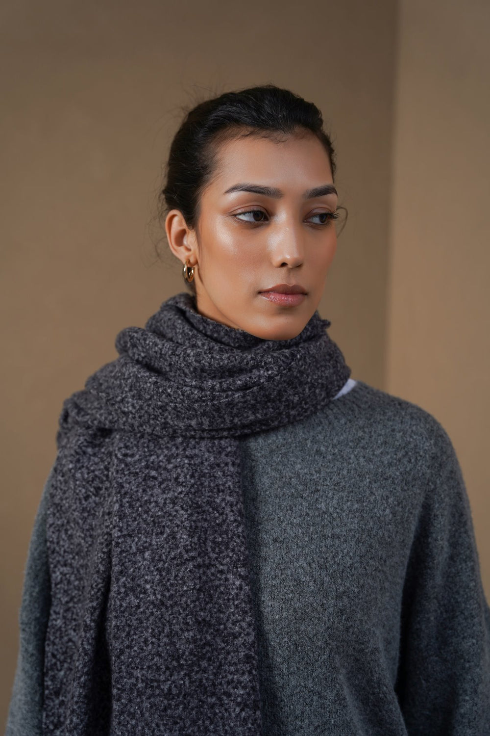 MELANGE GREY COZY MELANGE SCARF