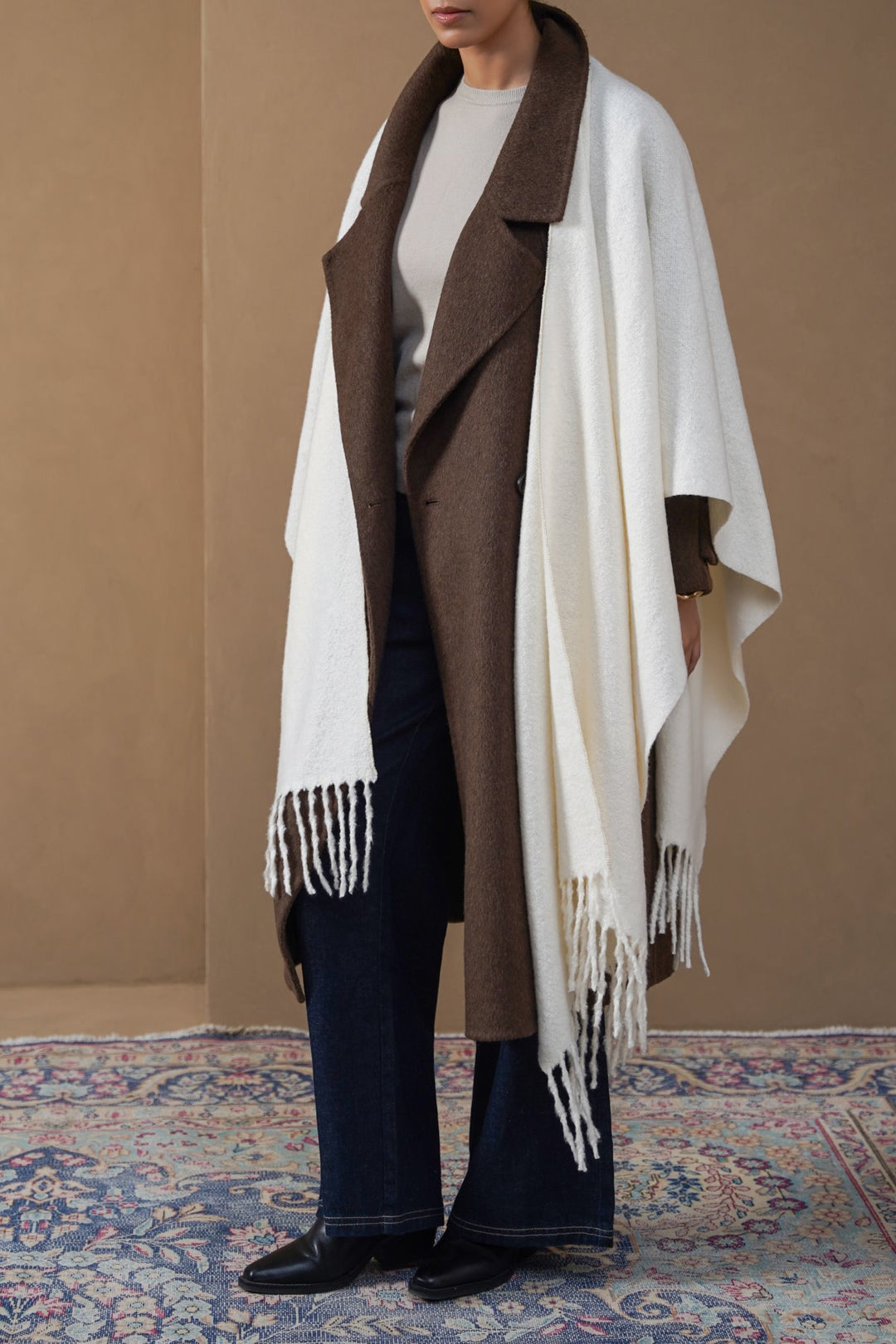 OFF WHITE PLUSH WRAP CAPE