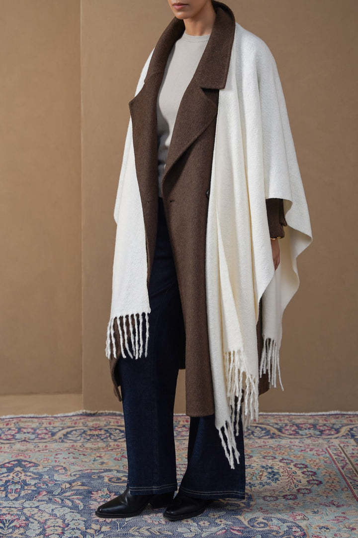 OFF WHITE PLUSH WRAP CAPE