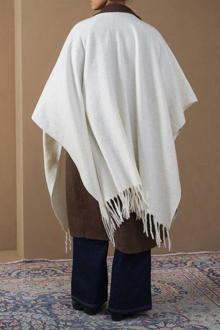 OFF WHITE PLUSH WRAP CAPE