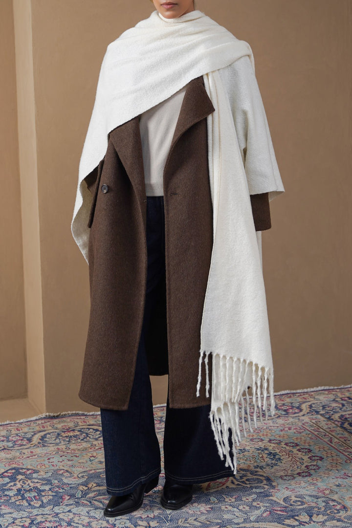 OFF WHITE PLUSH WRAP CAPE