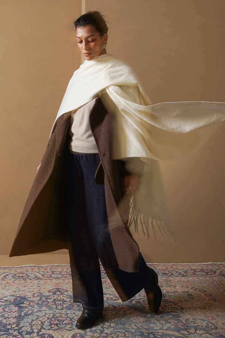 OFF WHITE PLUSH WRAP CAPE