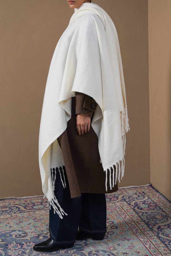 OFF WHITE PLUSH WRAP CAPE