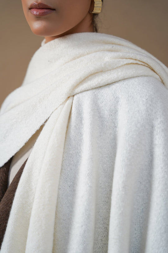 OFF WHITE PLUSH WRAP CAPE