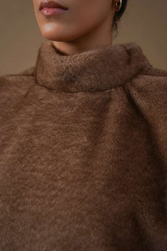 KHAKI FAUX FUR WARMER