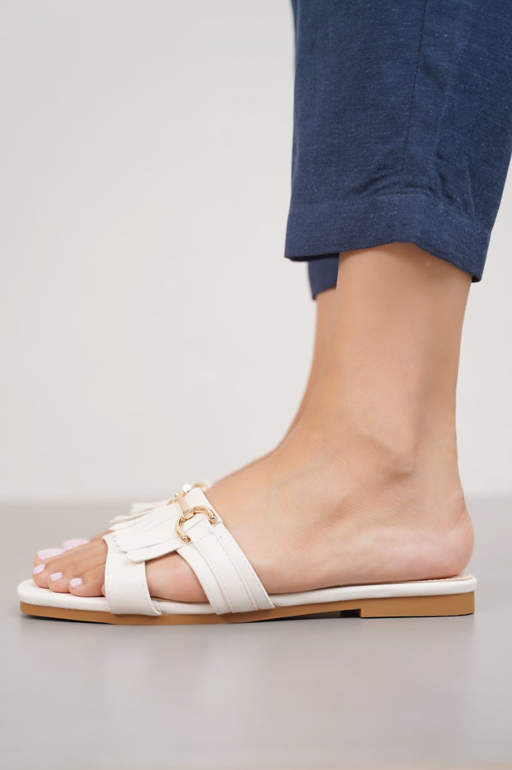 OFF WHITE CLASSIC FRINGE SLIDES