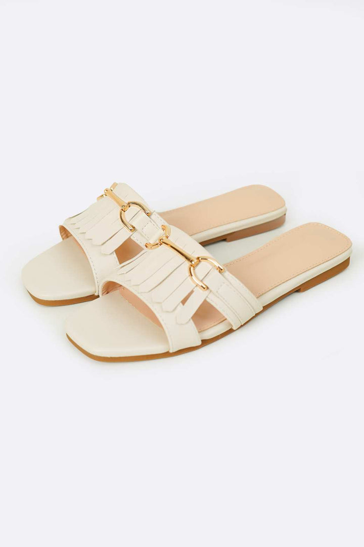 OFF WHITE CLASSIC FRINGE SLIDES