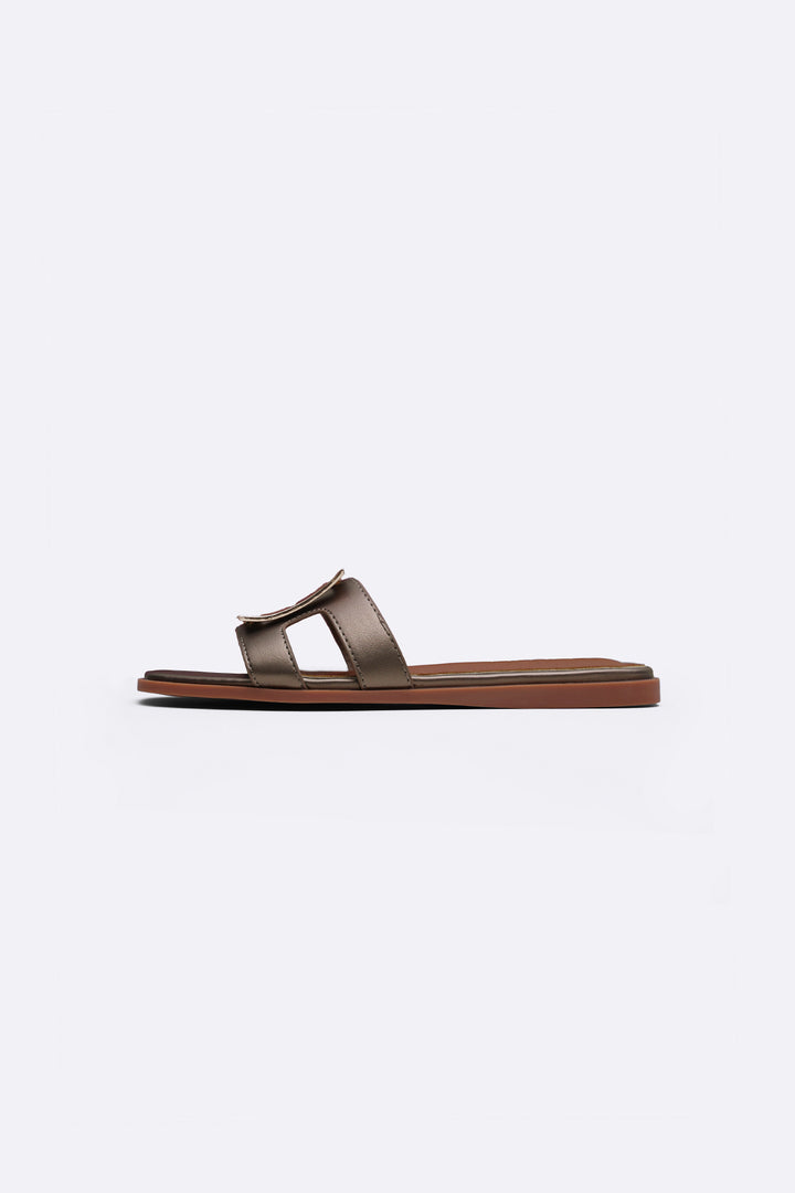 GUN SQUARE BUCKLED SLIDES