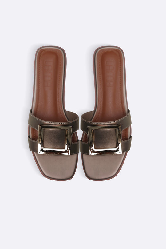 GUN SQUARE BUCKLED SLIDES