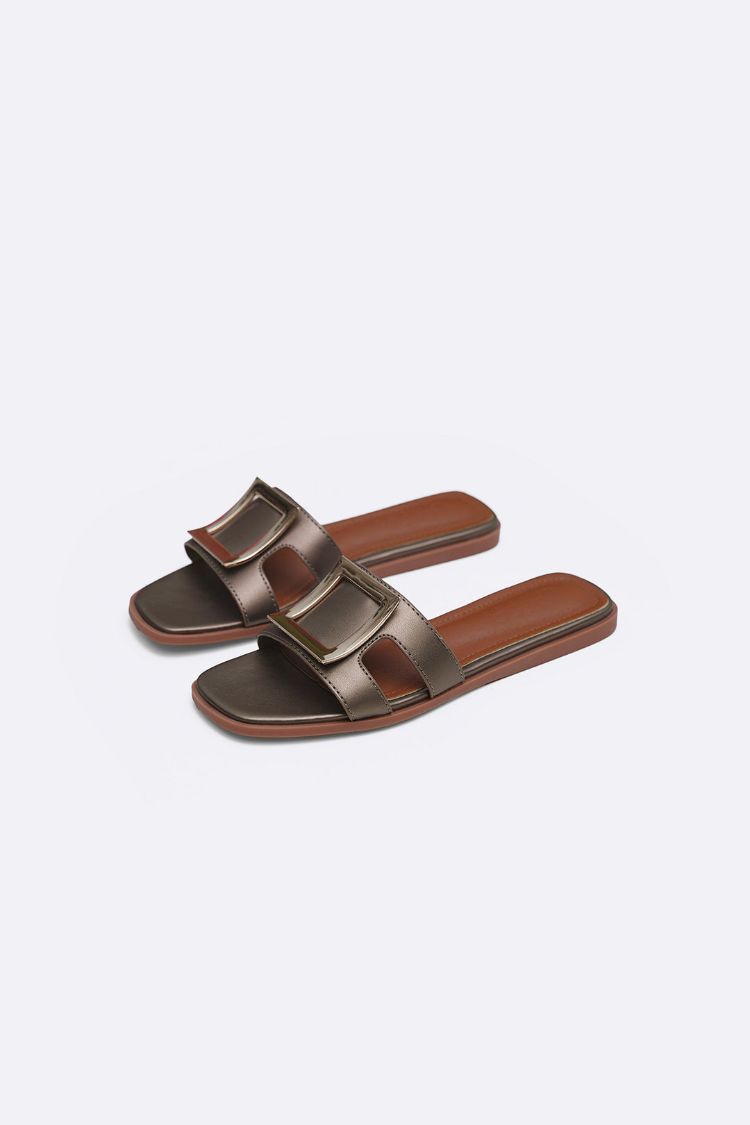 GUN SQUARE BUCKLED SLIDES